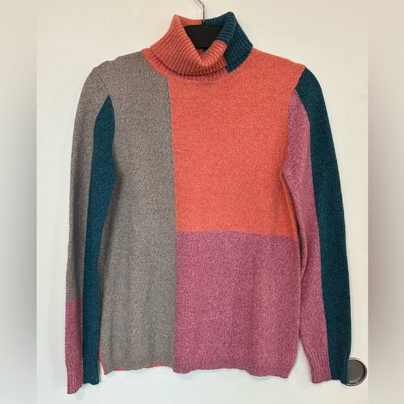 SUNDANCE Womens Silk Blend Color Block Turtleneck‎ Long Sleeve Sweater Size M - Picture 1 of 4